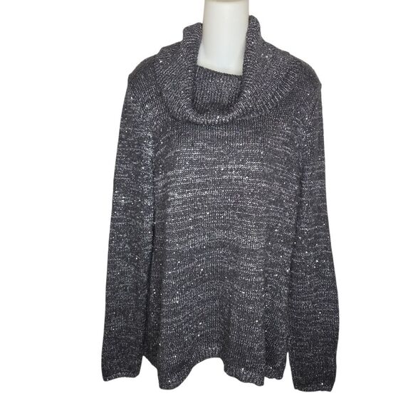 White House Black Market Sweaters - White House Black Market Whbm Metallic Sequin Cowl Neck Sweater XL